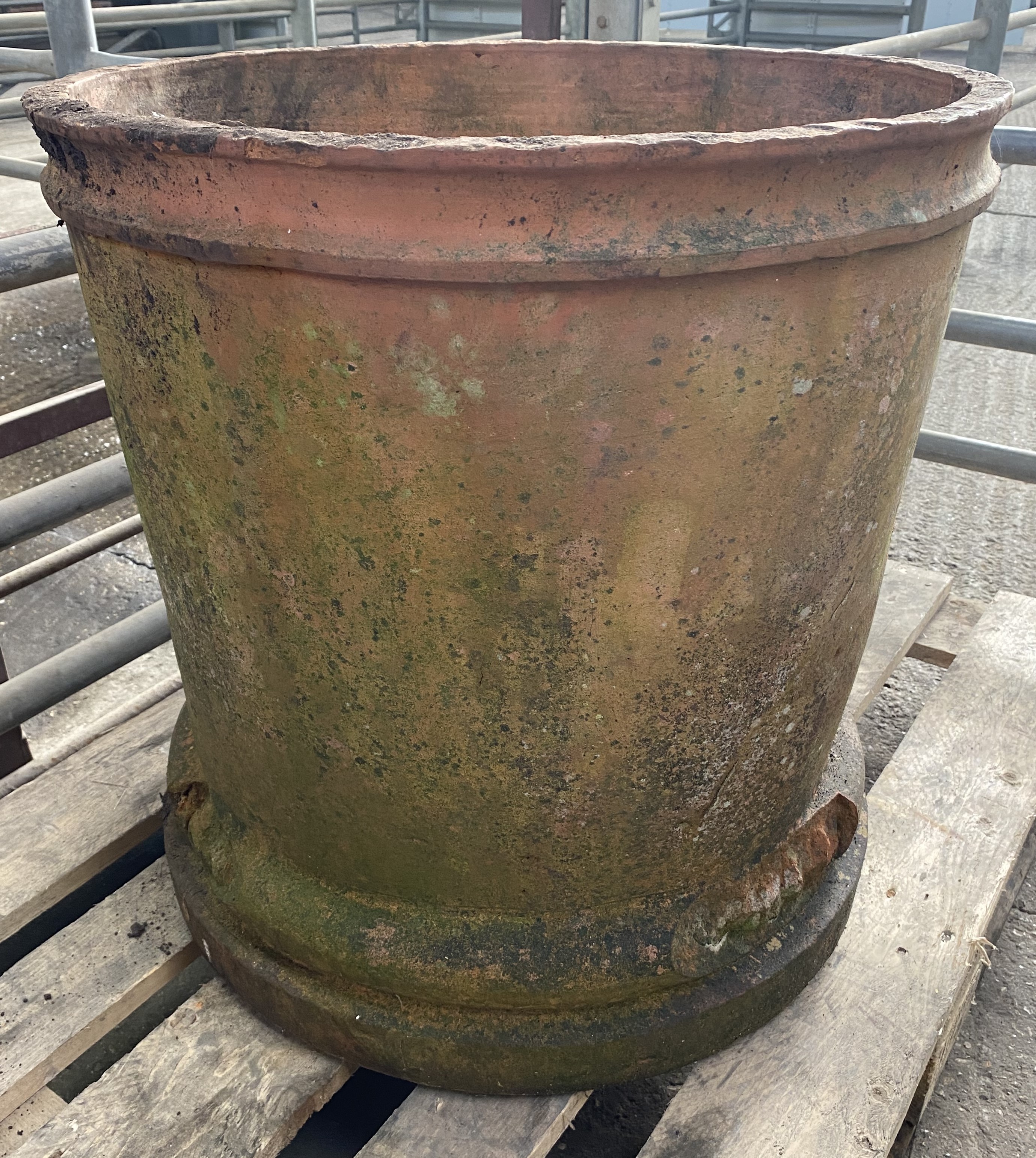 Round terracotta pot. From the Estate of Dame Mary Quant