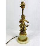 Gilt brass table lamp on onyx base