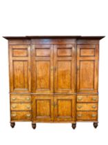 Victorian oak breakfront four door cabinet