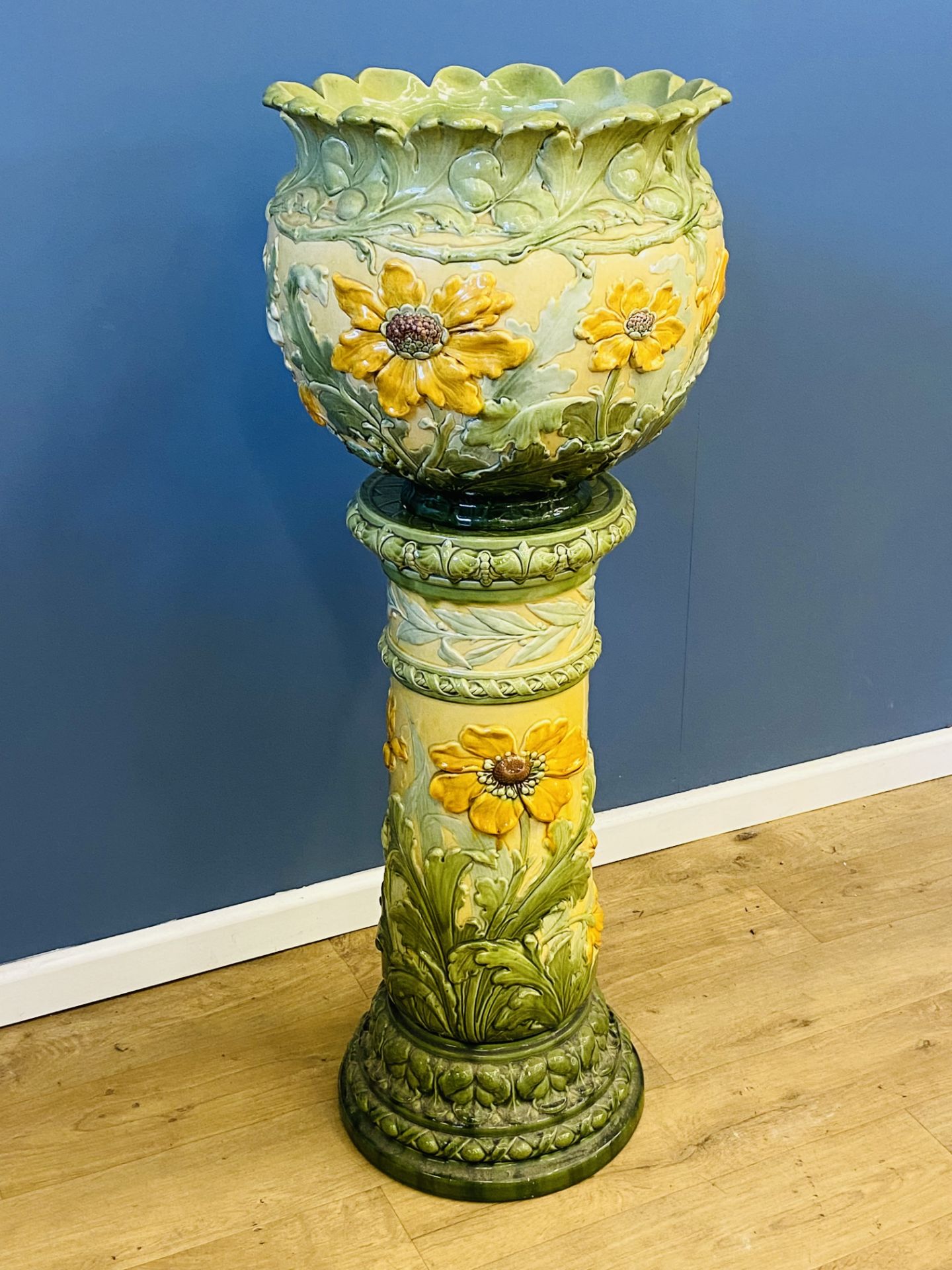 19th century Majolica jardiniere on stand. From the Estate of Dame Mary Quant - Image 3 of 4