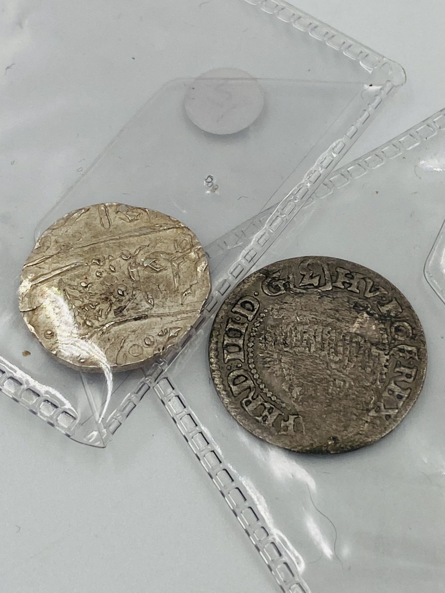 William III 1697 silver sixpence; together with two other coins - Image 4 of 5