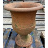 Terracotta urn planter. From the Estate of Dame Mary Quant