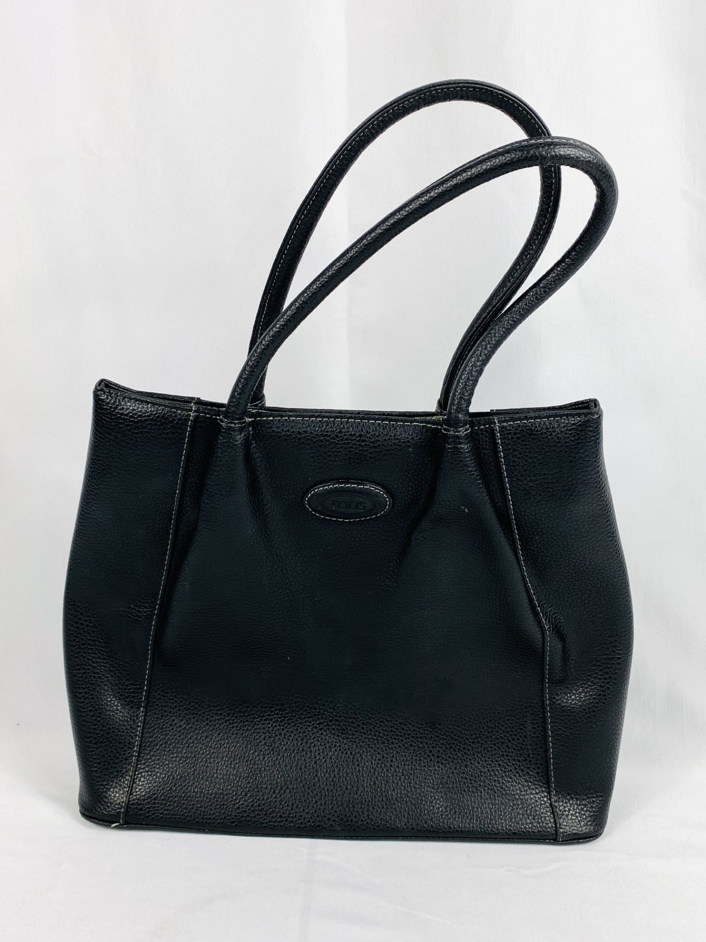 Tod's black leather shopper bag