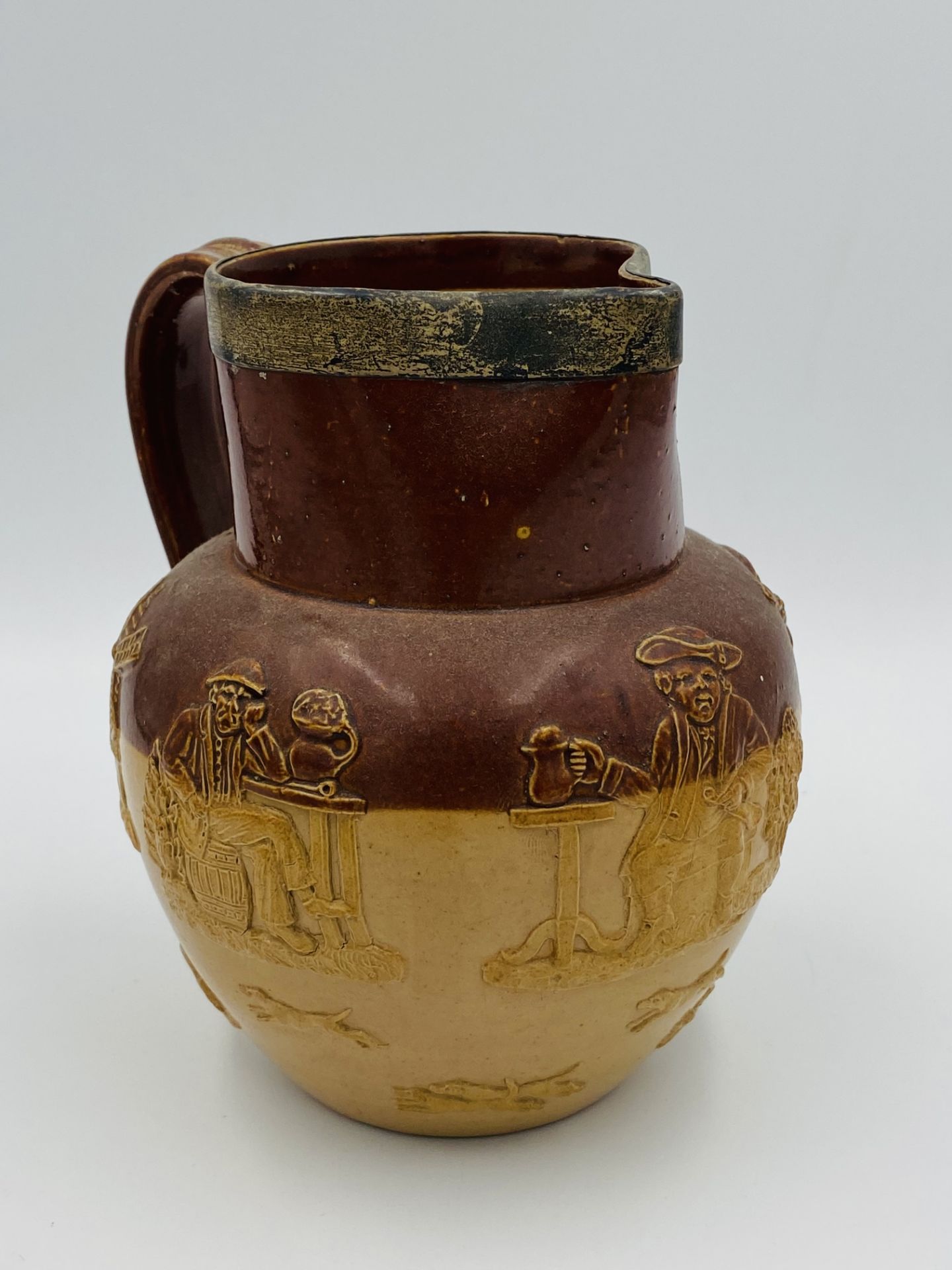 Doulton stoneware jug with silver rim - Image 3 of 3