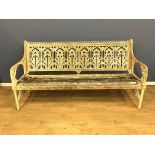 Cast iron Coalbrookdale style garden bench. From the Estate of Dame Mary Quant