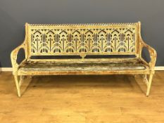 Cast iron Coalbrookdale style garden bench. From the Estate of Dame Mary Quant