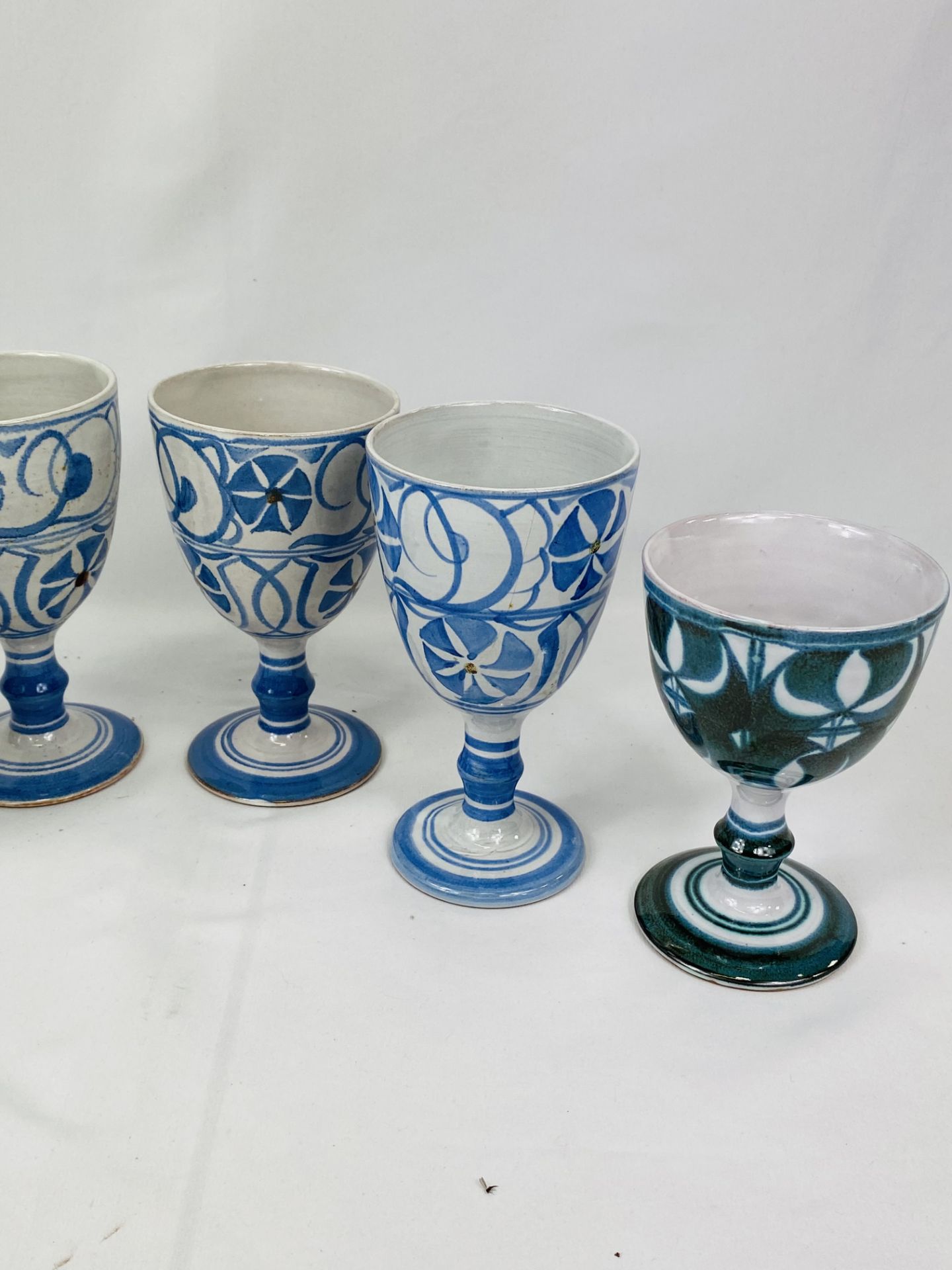 Five Aldermaston pottery goblets - Image 3 of 3