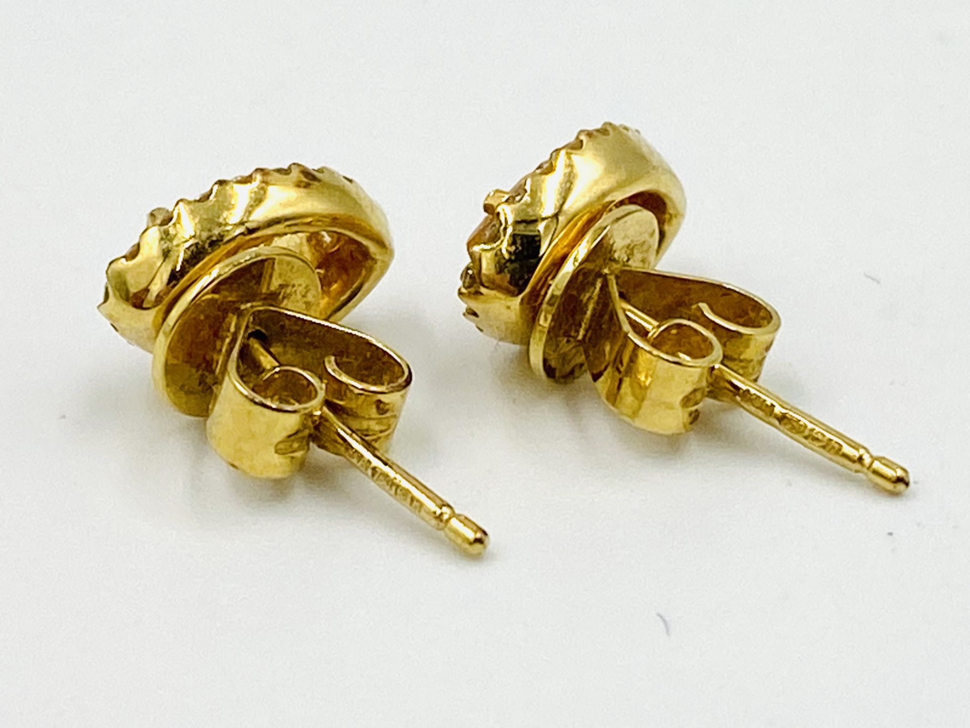 Pair of 18ct gold, citrine and diamond earrings - Image 3 of 4