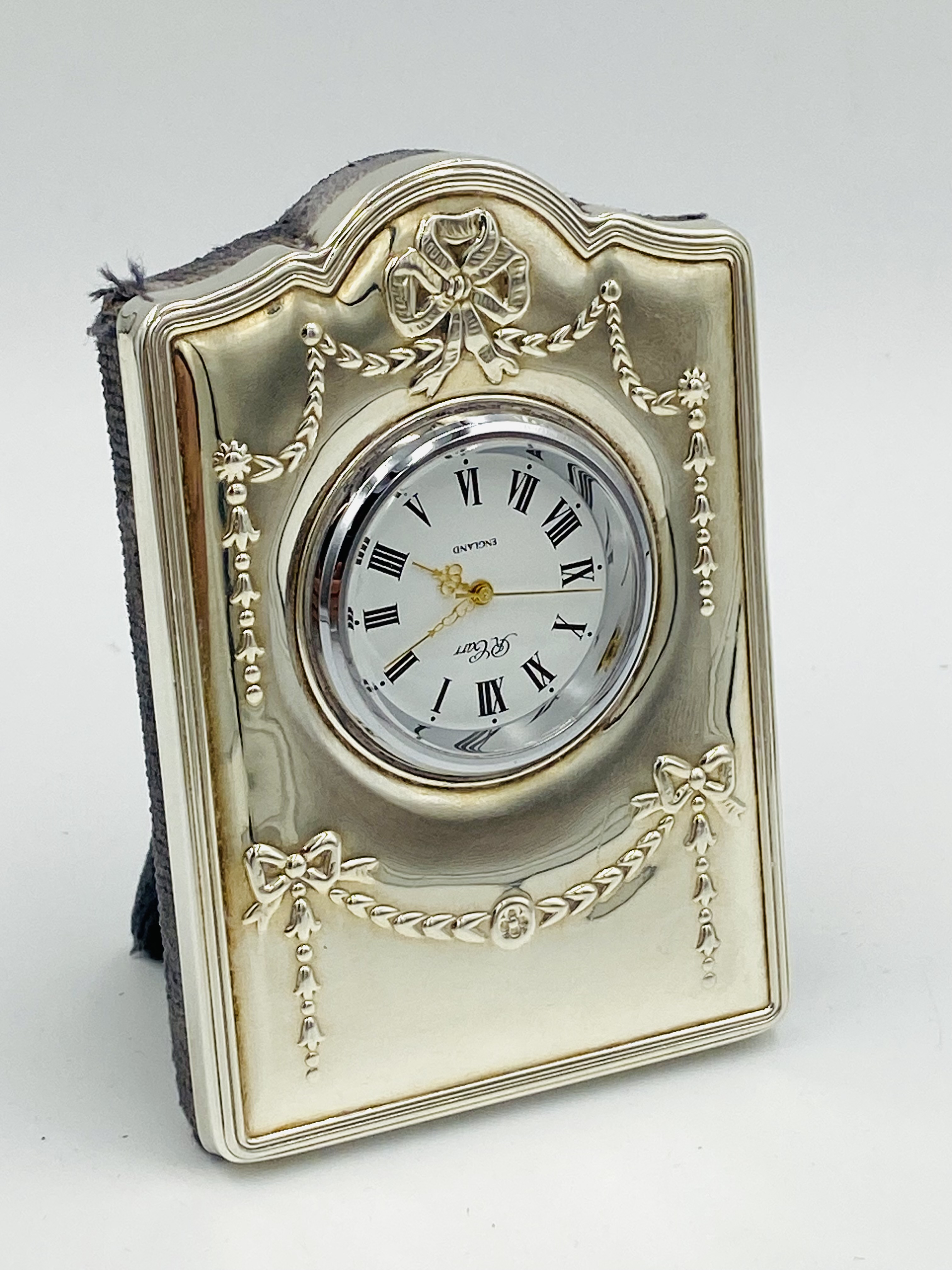 Two silver cups and a silver framed clock - Image 4 of 6