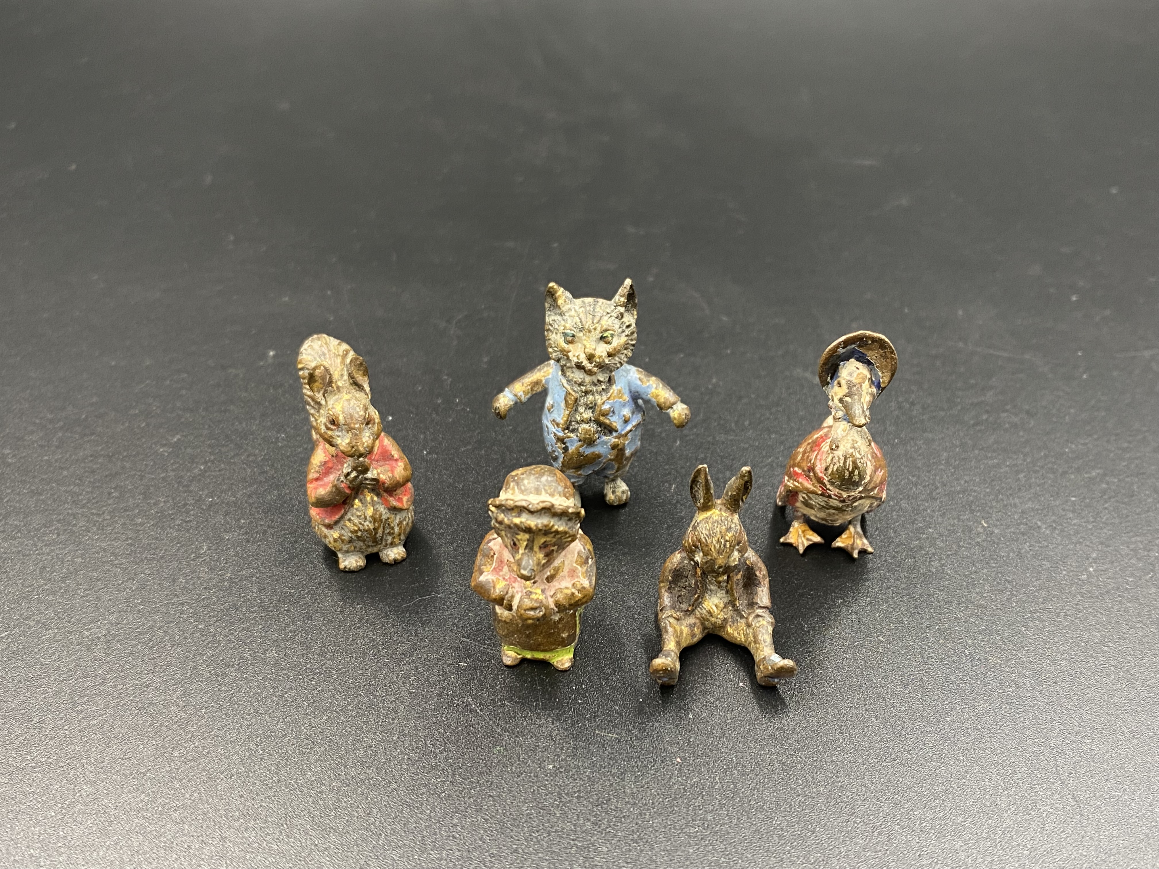 Five cold painted bronze Beatrix Potter figures