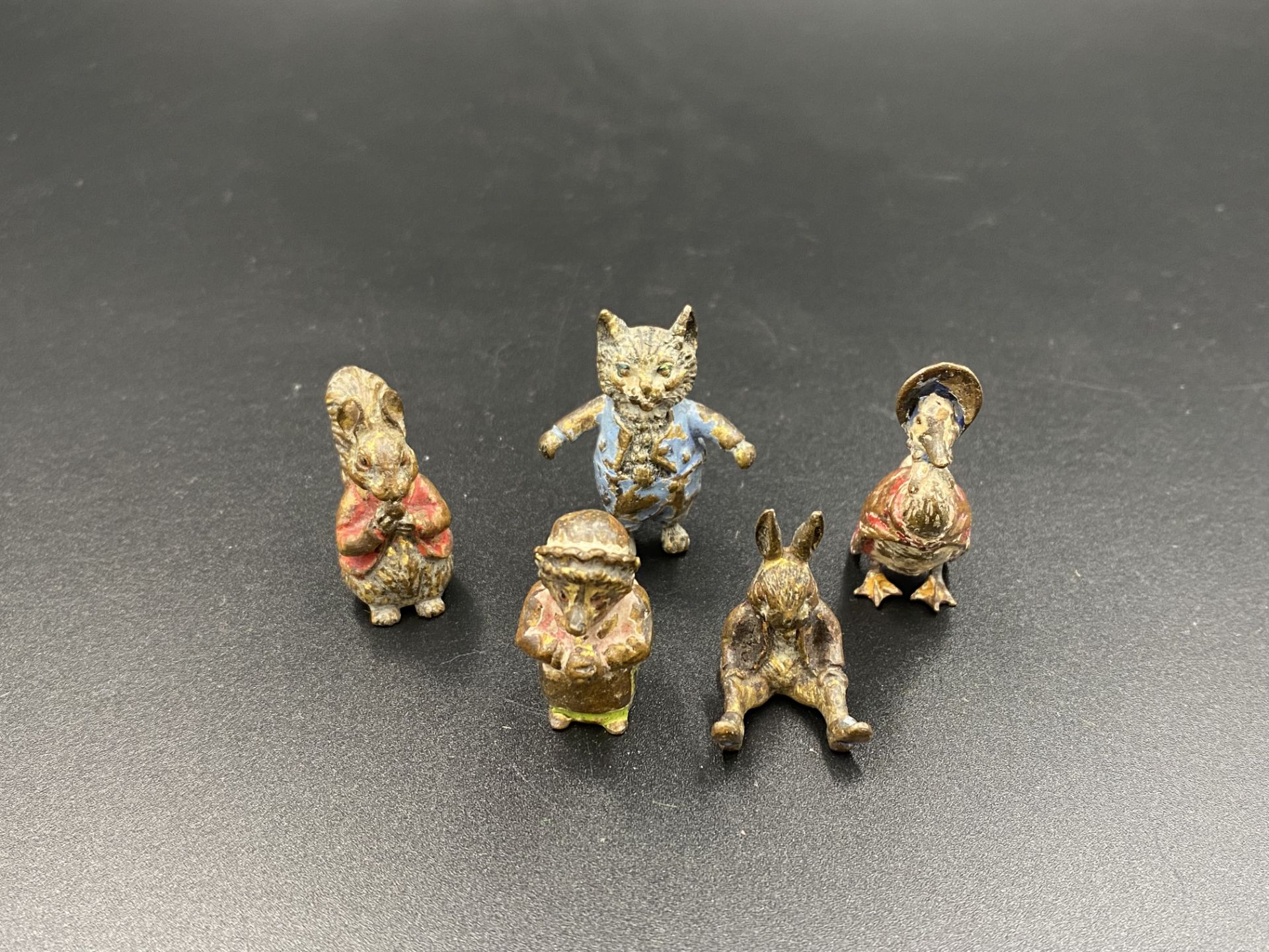 Five cold painted bronze Beatrix Potter figures