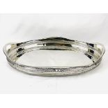 Silver plate galleried tray
