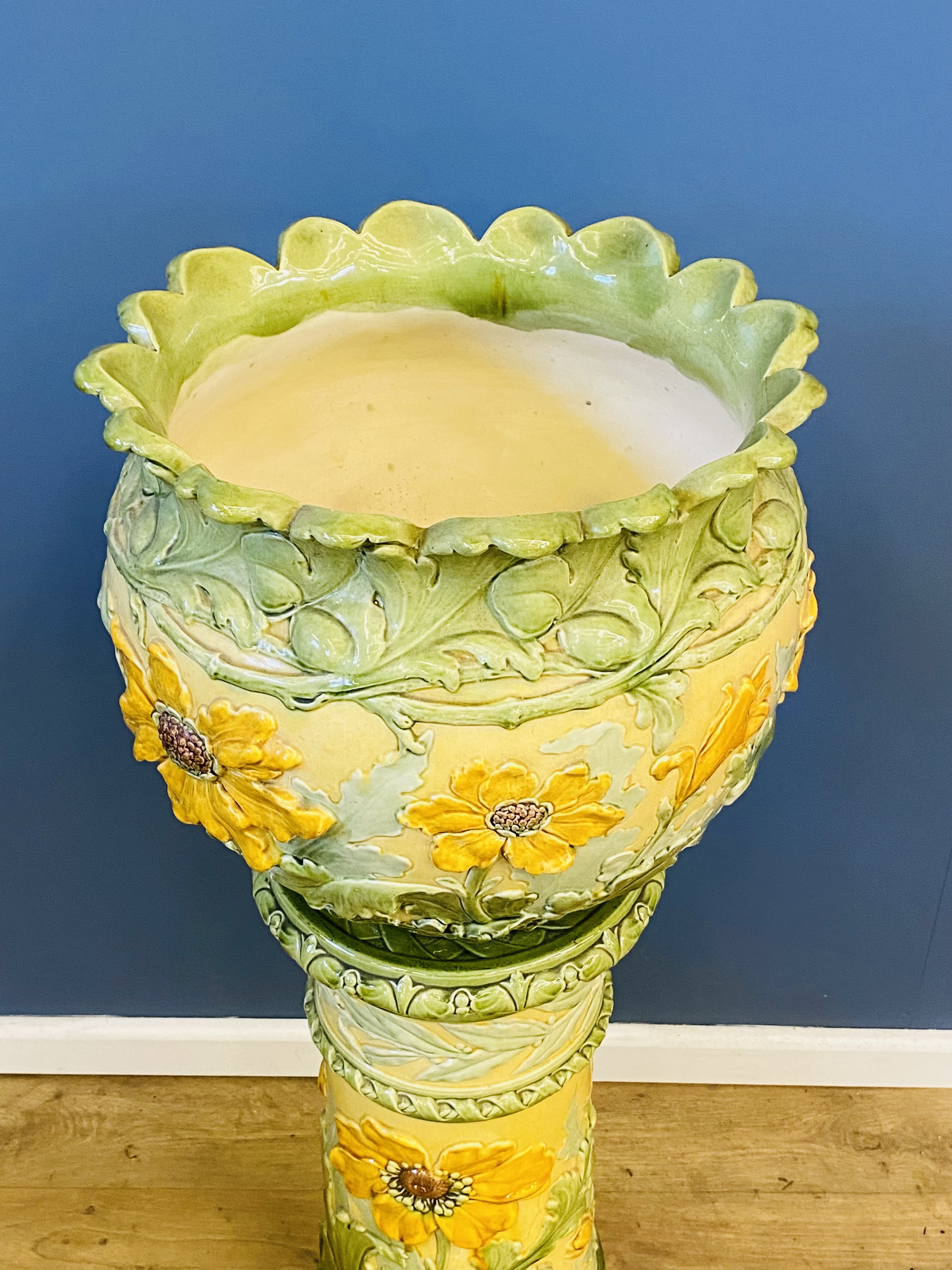 19th century Majolica jardiniere on stand. From the Estate of Dame Mary Quant - Image 4 of 4
