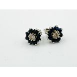 Pair of diamond and sapphire earrings