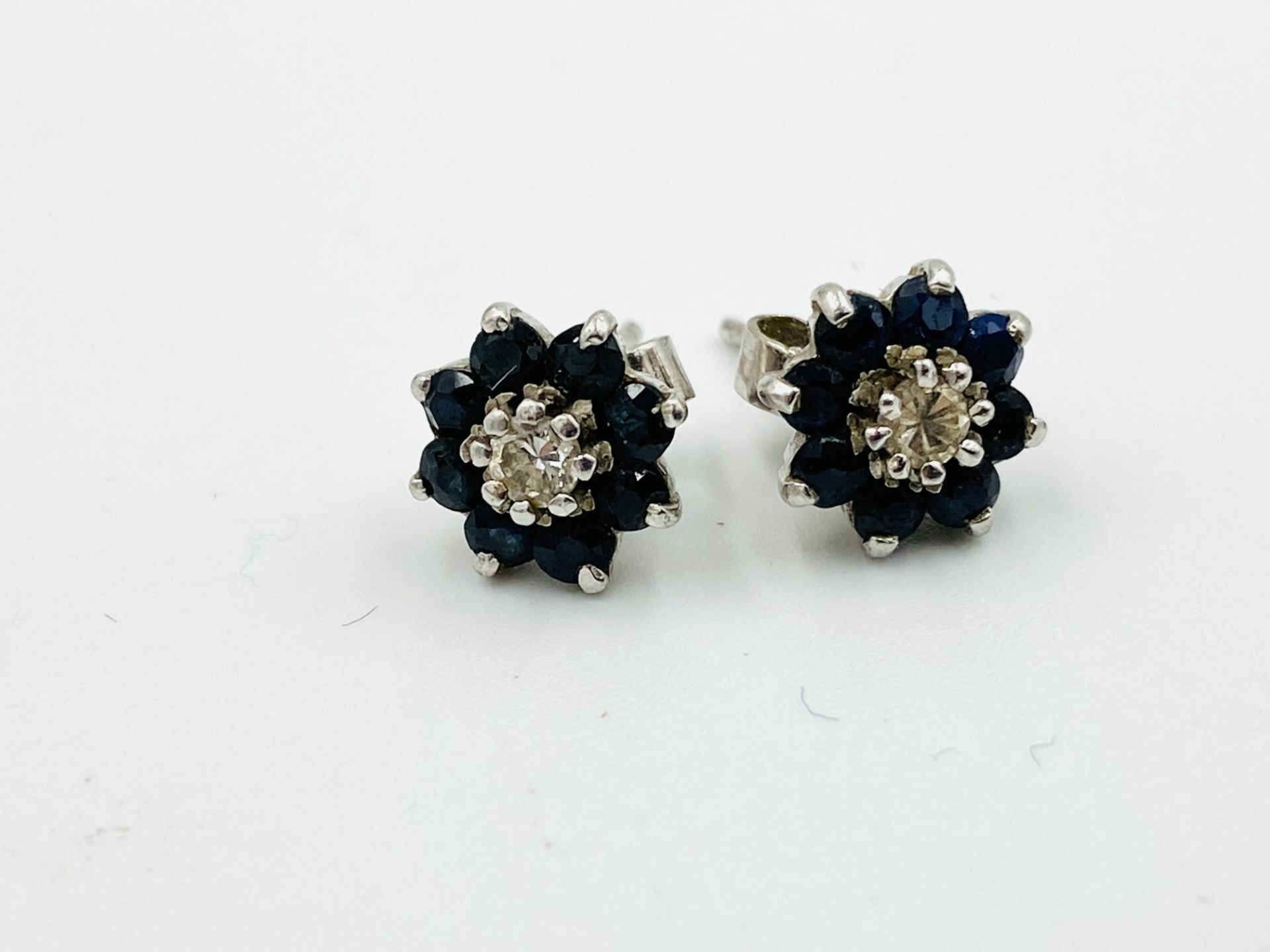 Pair of diamond and sapphire earrings