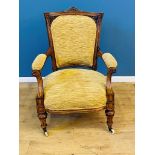 Victorian mahogany upholstered open armchair