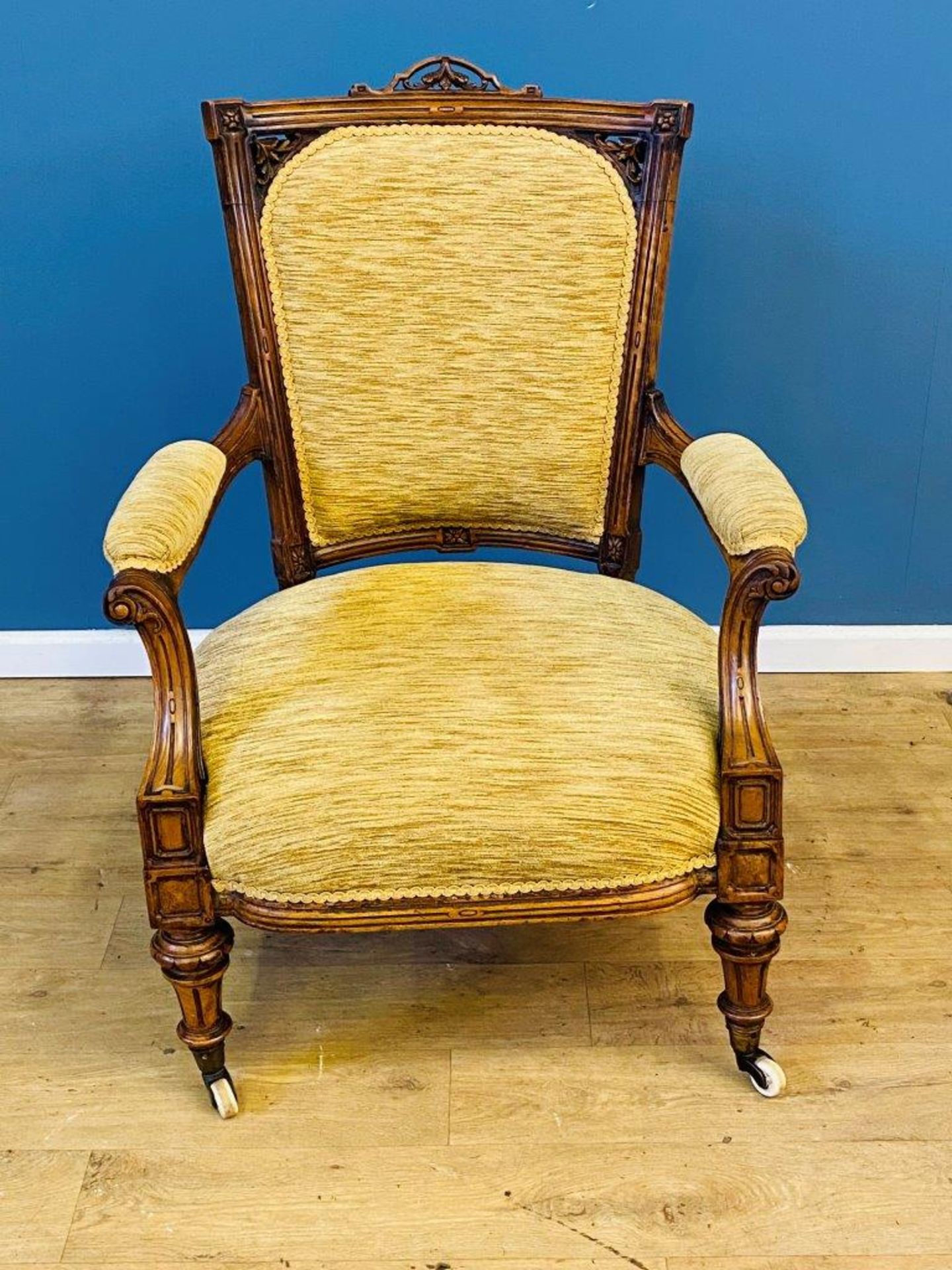 Victorian mahogany upholstered open armchair