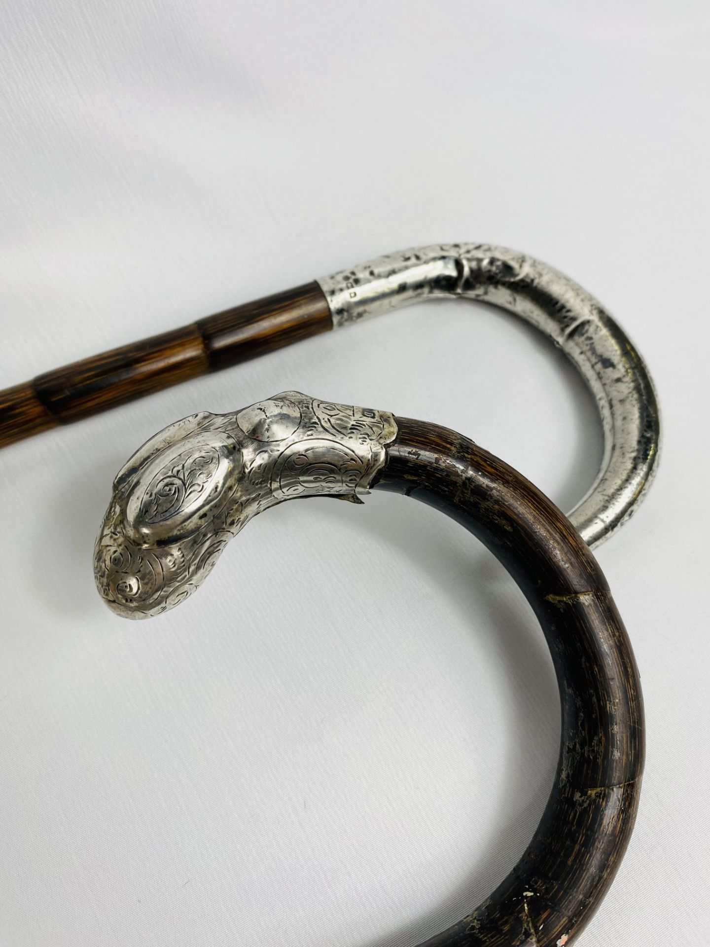 Walking cane with silver handle; walking cane with silver tip and ferrule - Image 4 of 4