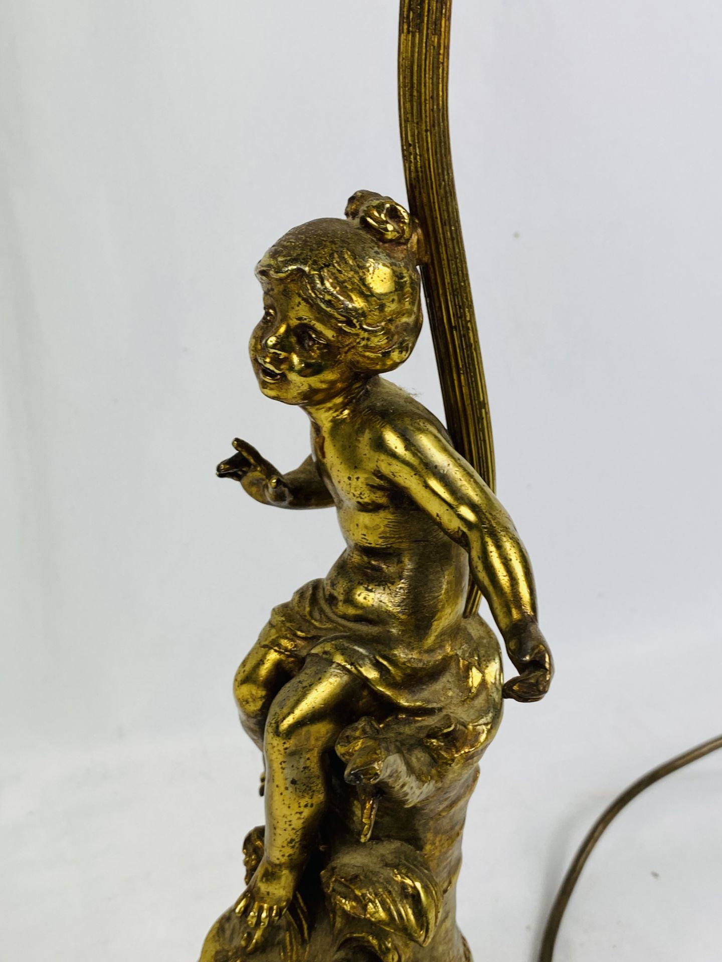 Gilt brass table lamp on onyx base - Image 4 of 4