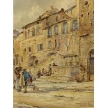 Framed and glazed watercolour of Assisi, signed Conrad H R Carilli