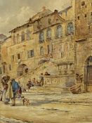 Framed and glazed watercolour of Assisi, signed Conrad H R Carilli