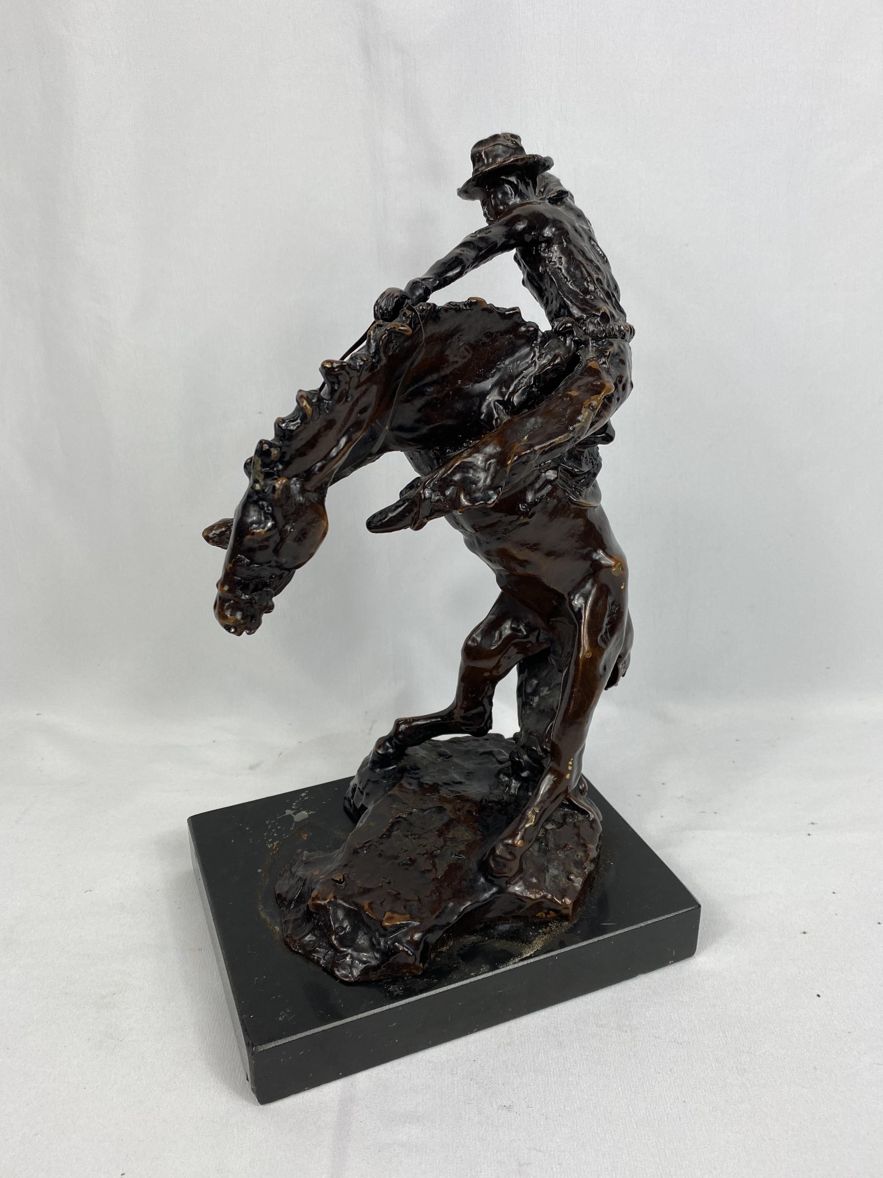 Bronzed figurine of a rodeo rider, signed to base - Image 3 of 4