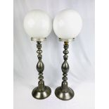 Pair of pewter table lamps. From the Estate of Dame Mary Quant