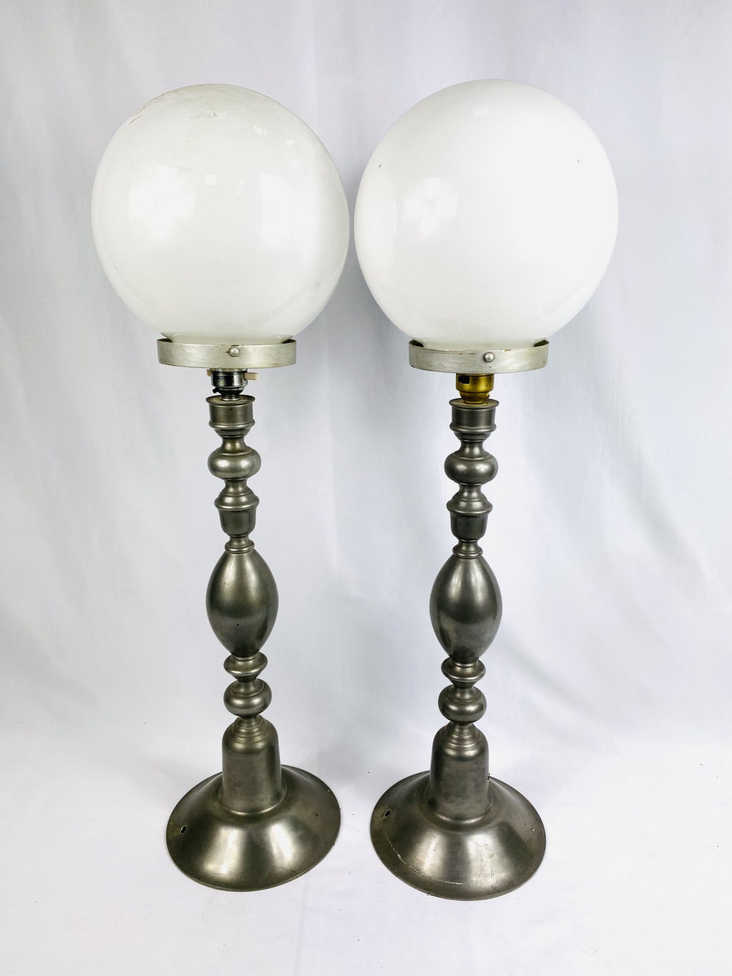 Pair of pewter table lamps. From the Estate of Dame Mary Quant