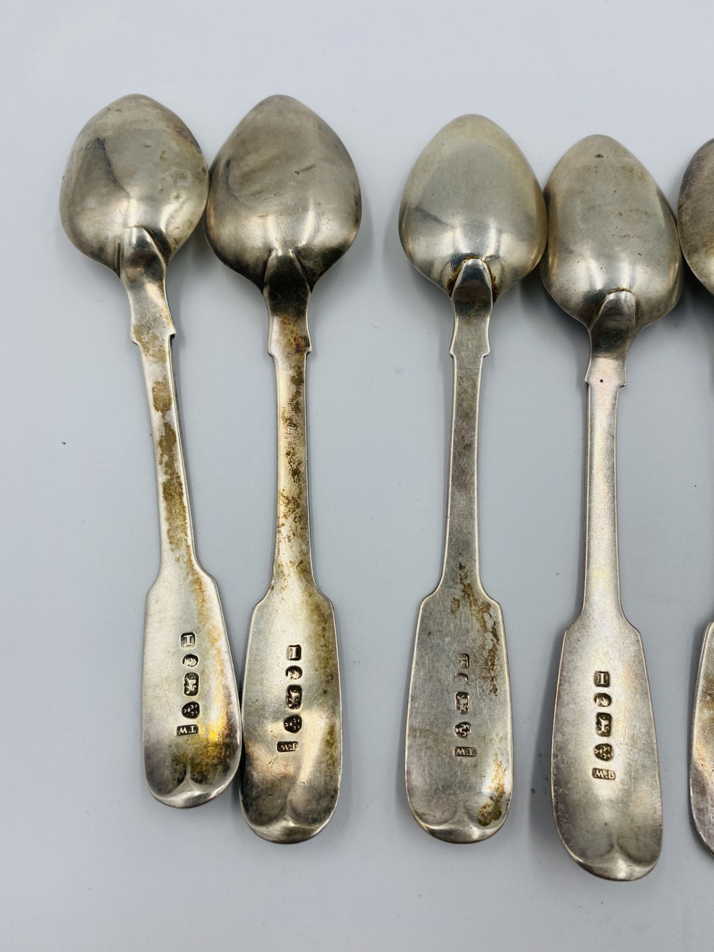 Six 19th century silver tea spoons - Image 2 of 3