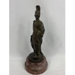 Bronze figurine of Athena on marble base. From the Estate of Dame Mary Quant