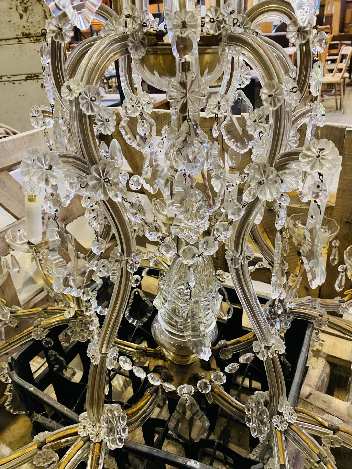 Lead crystal five branch chandelier - Image 3 of 4