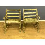 Pair of cast metal garden armchairs. From the Estate of Dame Mary Quant