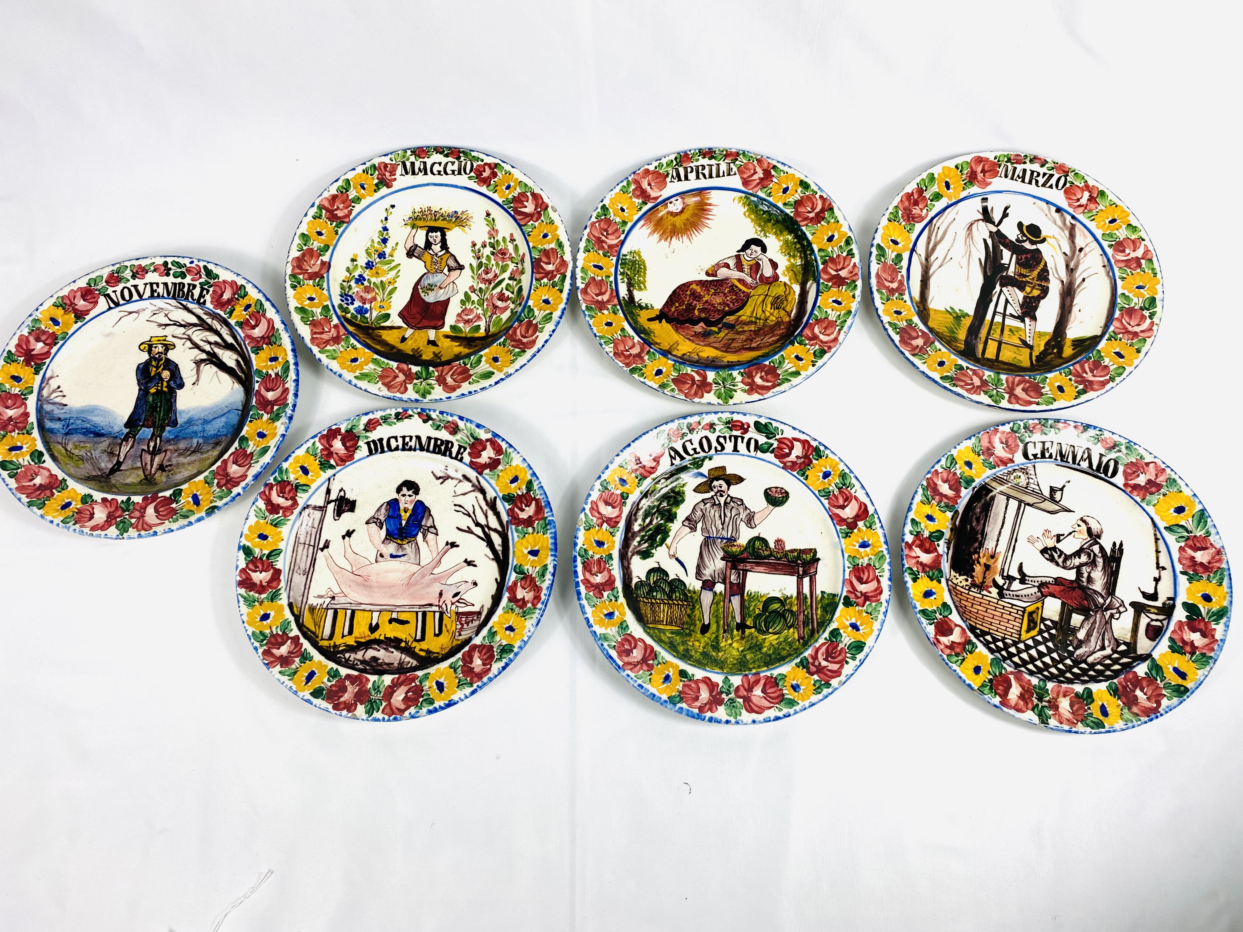 Set of twelve majolica hand painted plates. From the Estate of Dame Mary Quant - Image 2 of 4