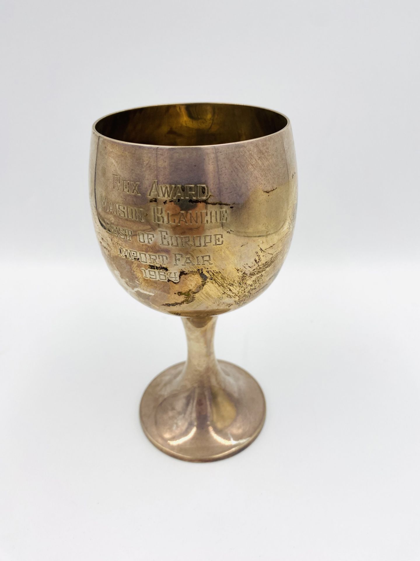 Silver goblet with inscription to side. From the Estate of Dame Mary Quant - Image 2 of 3