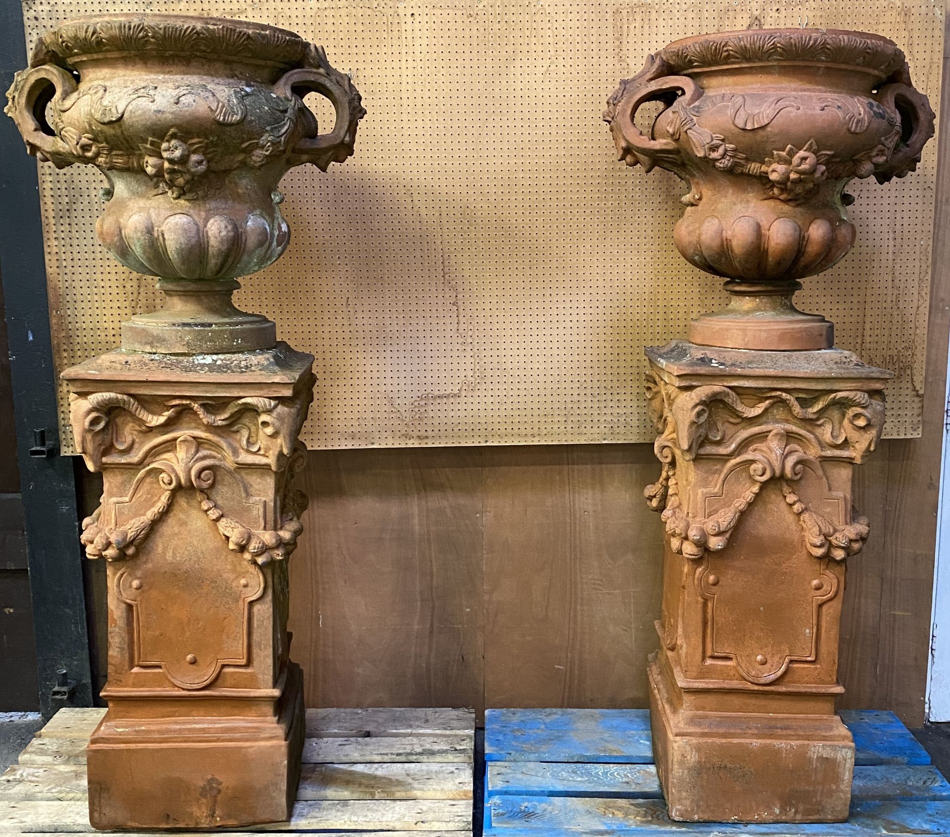 Pair of terracotta campagna form urns. From the Estate of Dame Mary Quant - Image 2 of 14