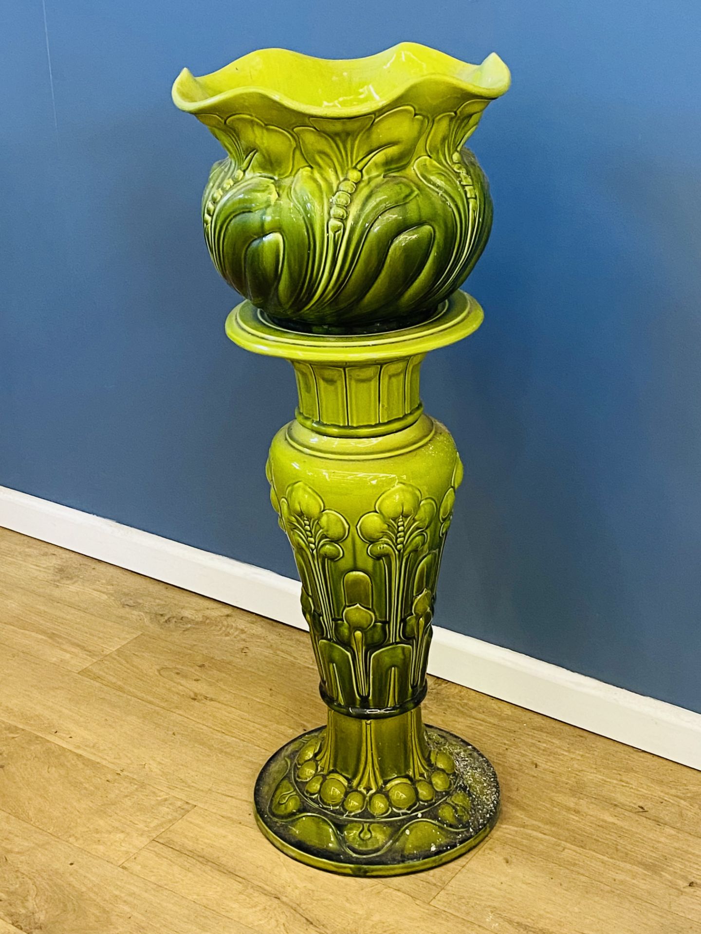 Art Nouveau ceramic jardinière on stand. From the Estate of Dame Mary Quant - Image 2 of 4