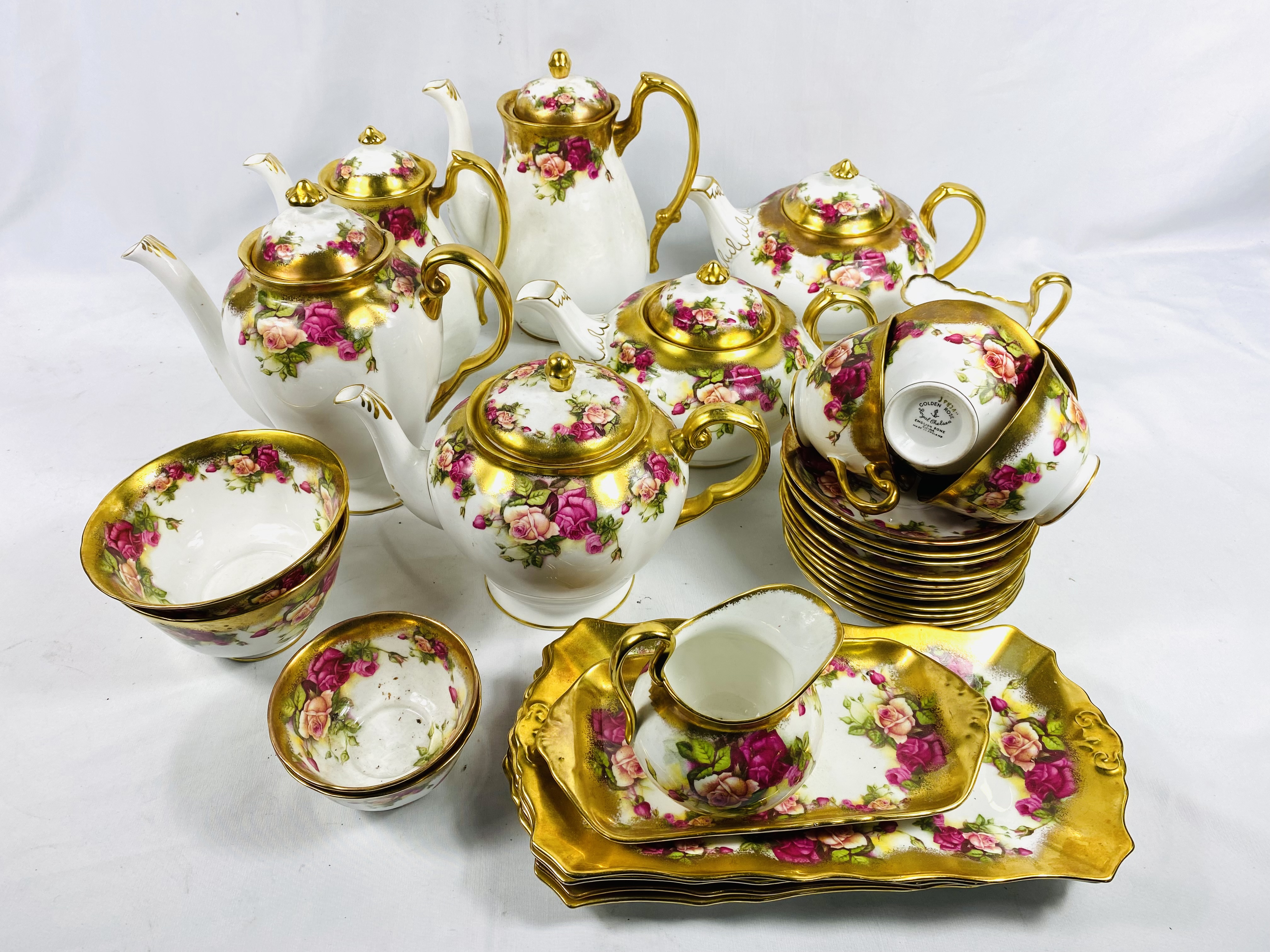 Royal Chelsea Golden Rose part dinner and tea set