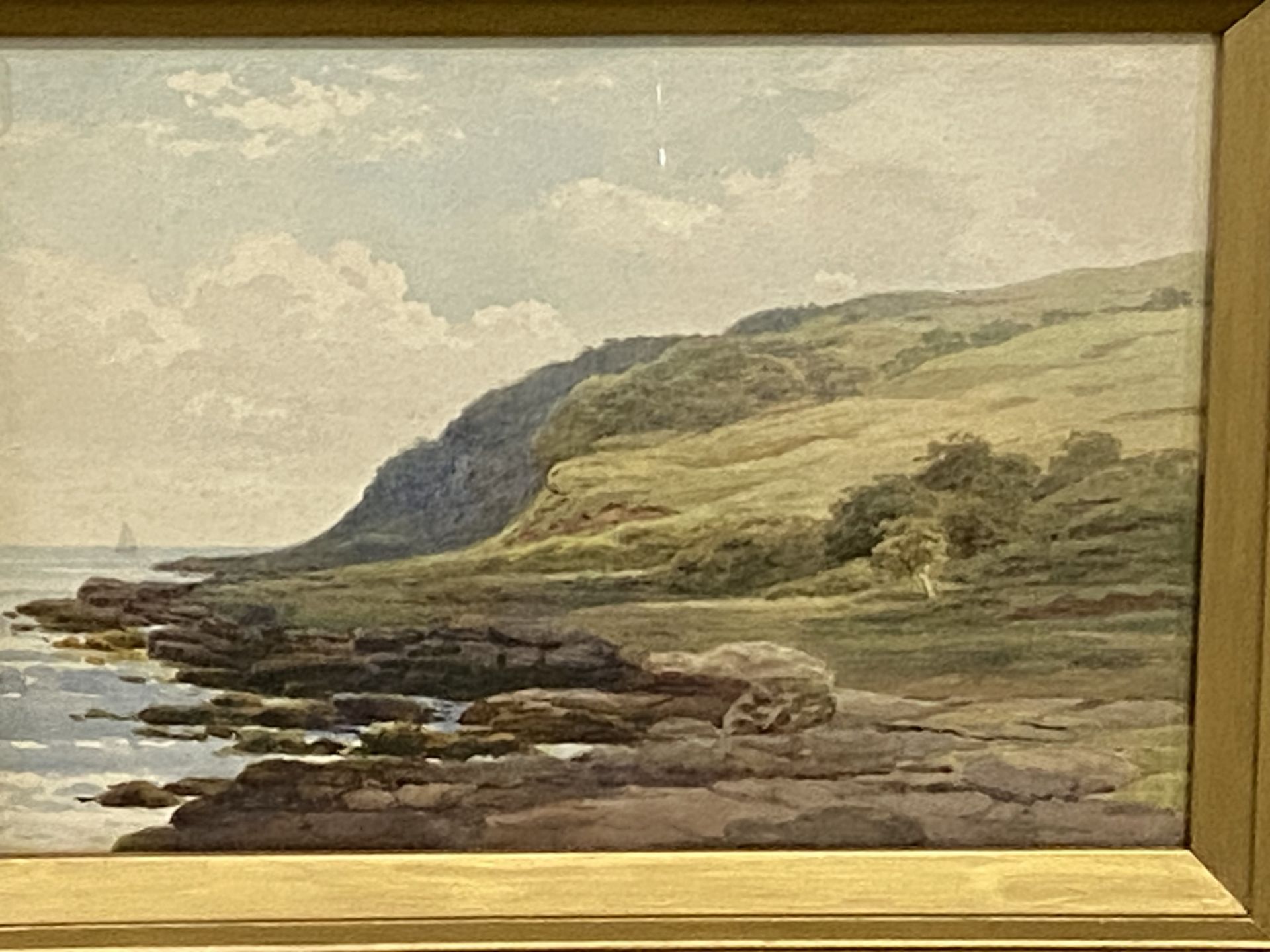 Framed and glazed watercolour of a coastland scene - Image 3 of 3