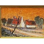 Oil on canvas of a cottage
