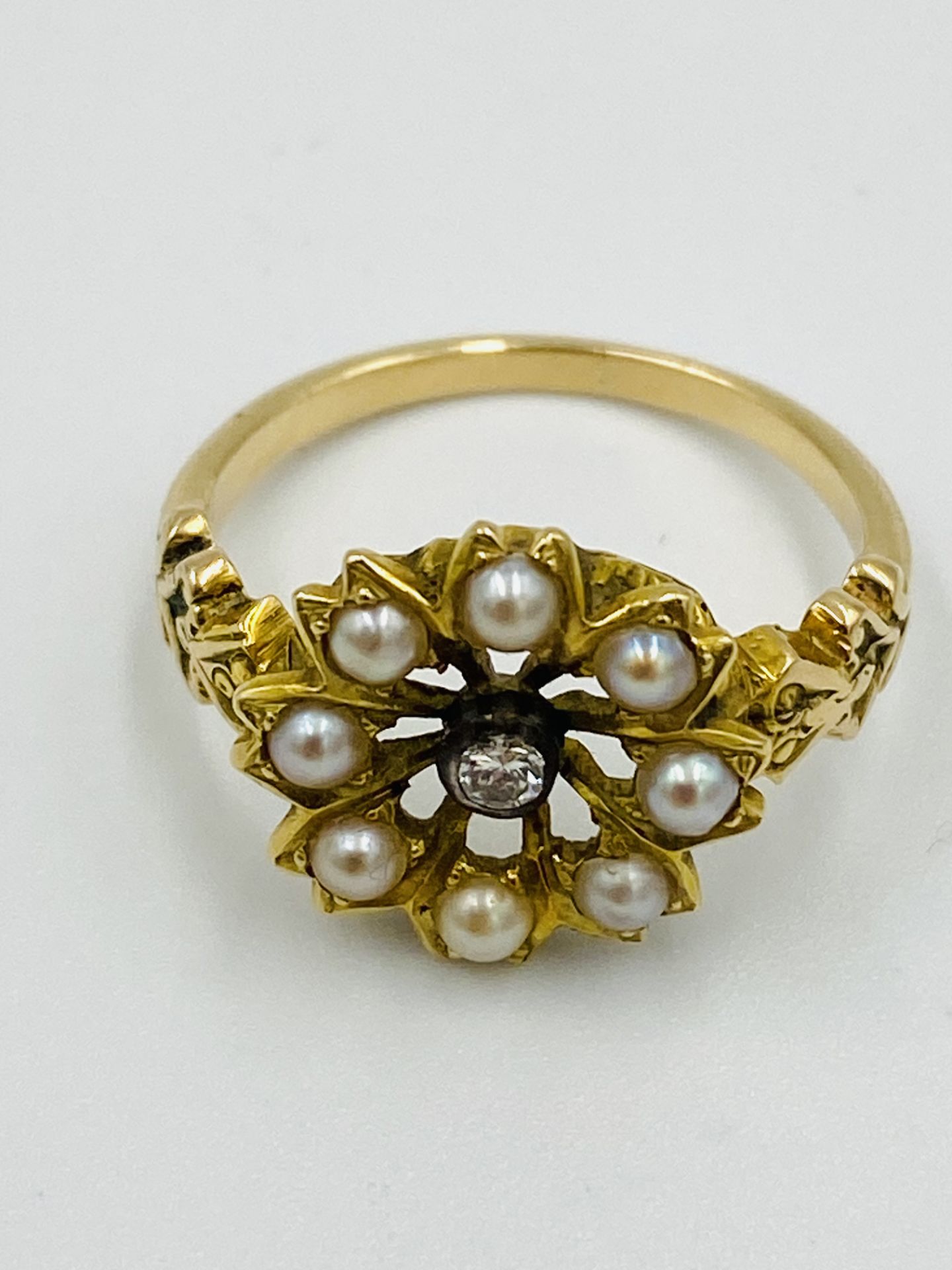 Gold, diamond and seed pearl ring - Image 4 of 4