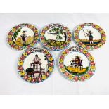 Set of twelve majolica hand painted plates. From the Estate of Dame Mary Quant