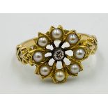 Gold, diamond and seed pearl ring