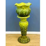 Art Nouveau ceramic jardinière on stand. From the Estate of Dame Mary Quant