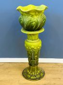 Art Nouveau ceramic jardinière on stand. From the Estate of Dame Mary Quant