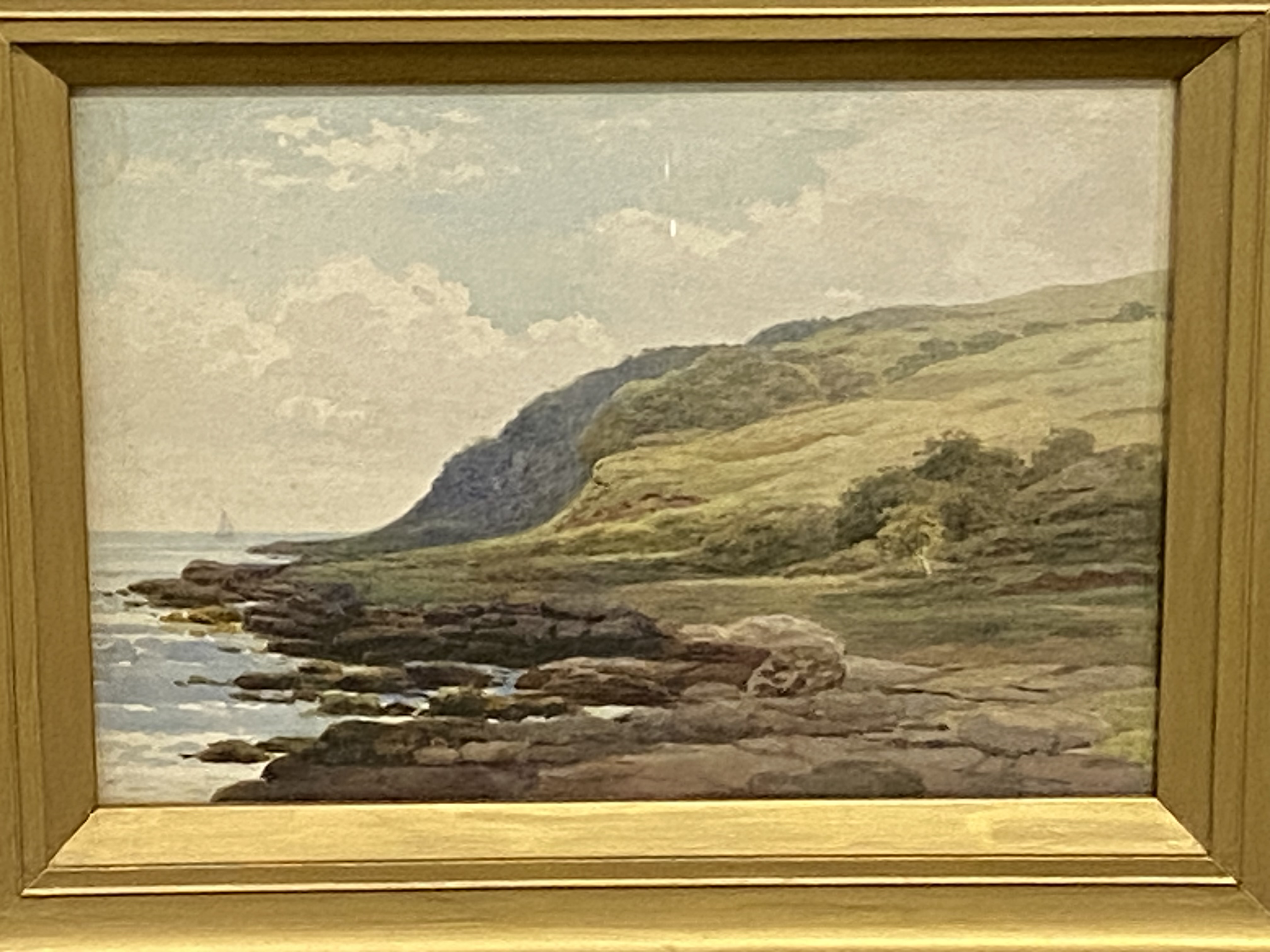 Framed and glazed watercolour of a coastland scene - Image 2 of 3