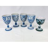 Five Aldermaston pottery goblets