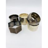 Five silver napkin rings