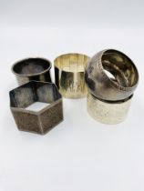 Five silver napkin rings