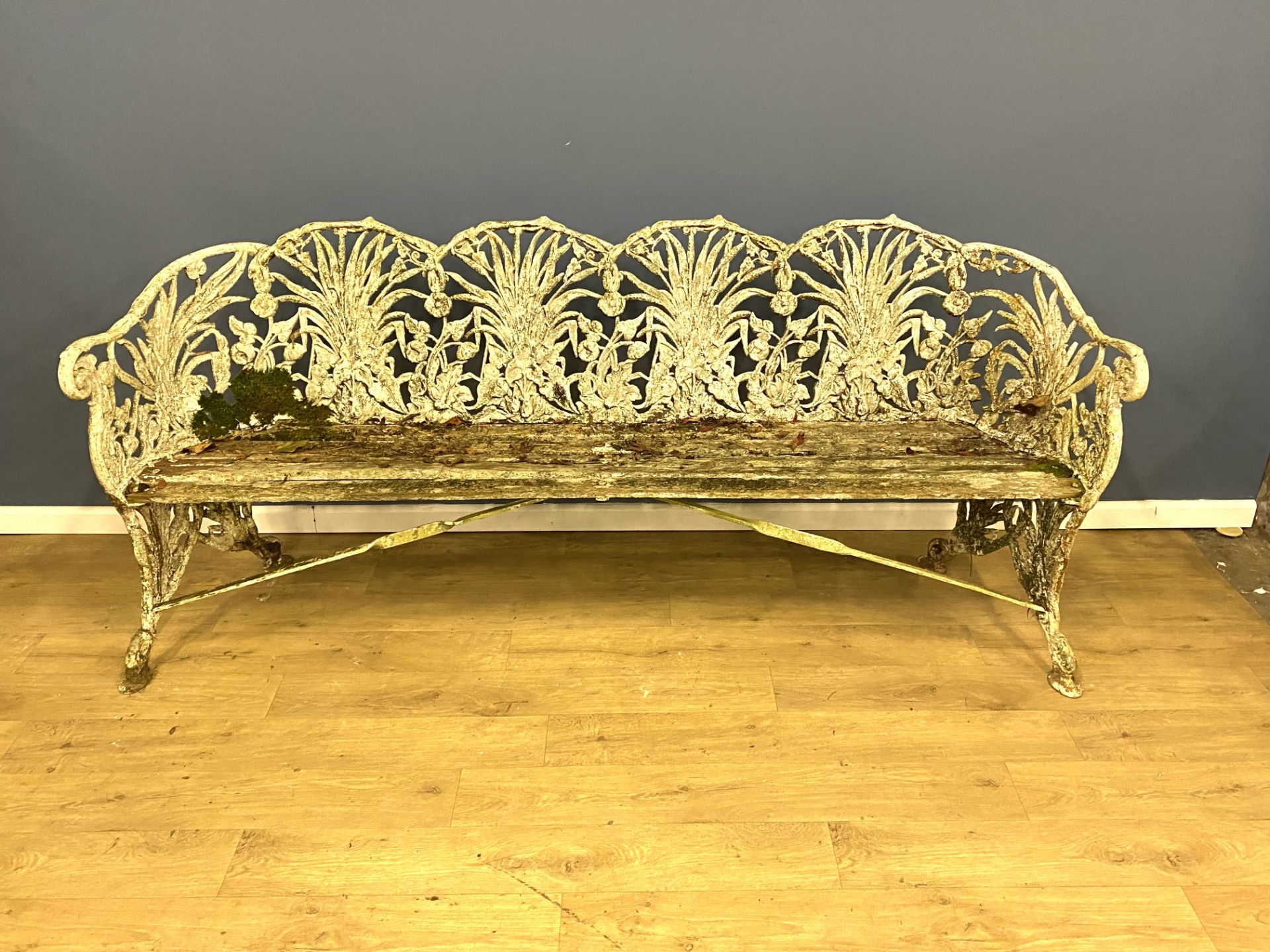 Cast metal garden bench. From the Estate of Dame Mary Quant