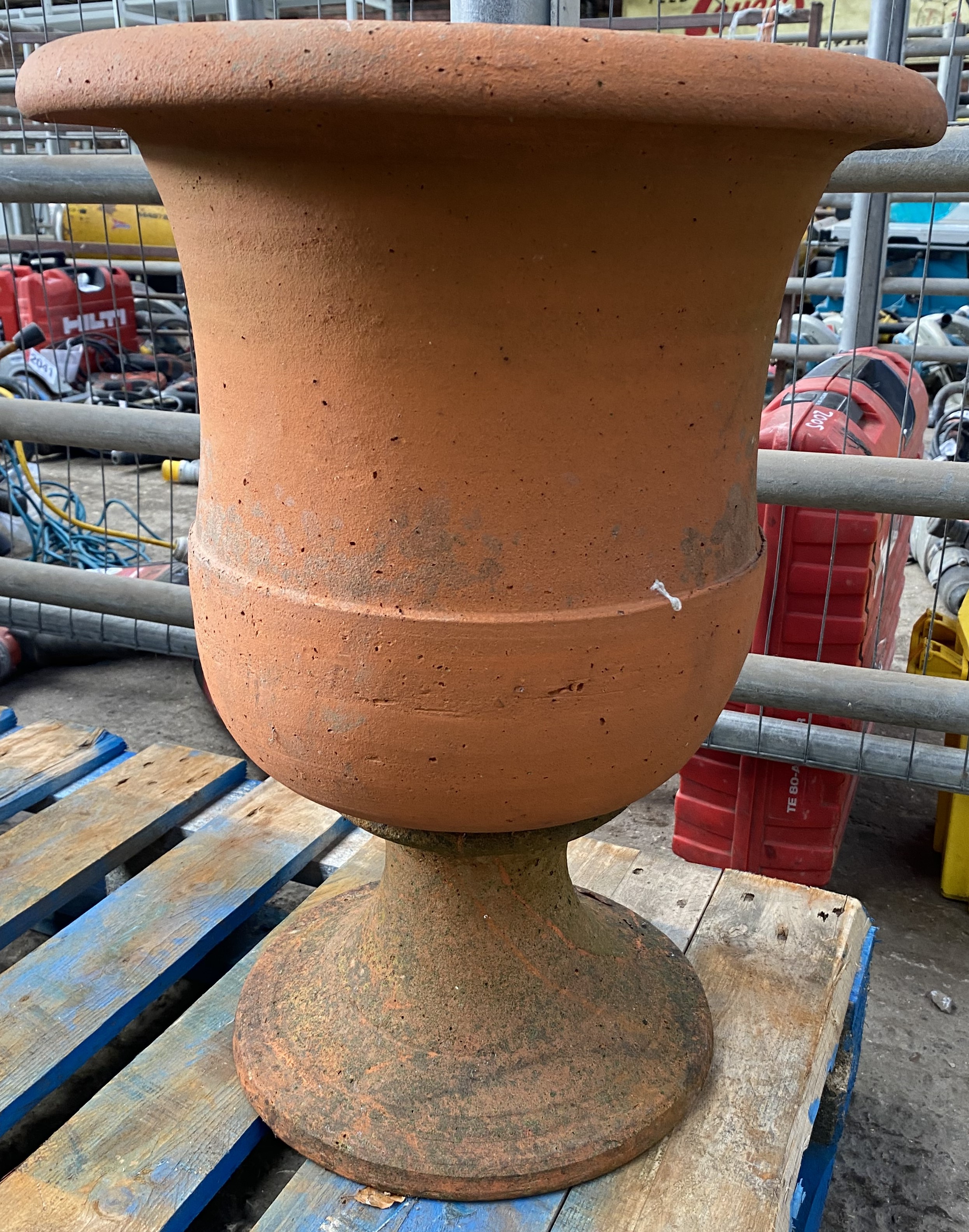 Terracotta urn planter. From the Estate of Dame Mary Quant